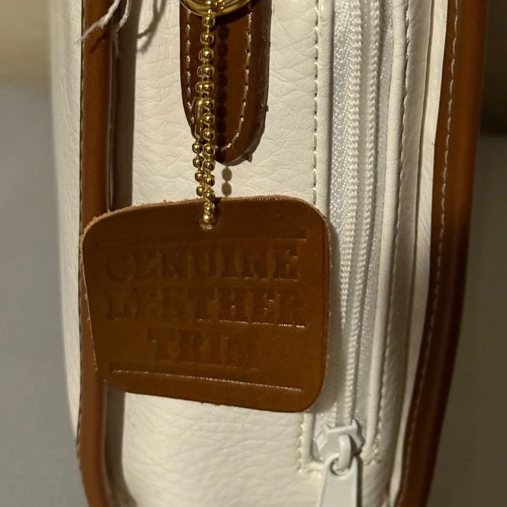 Palio Italy White‎ & Brown Leather Satchel Handbag Vintage Style